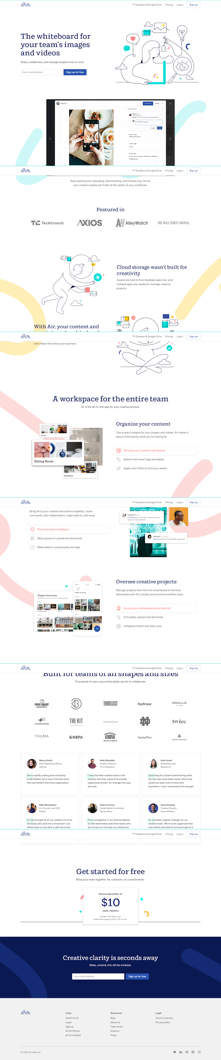 Air  Landing Page Design