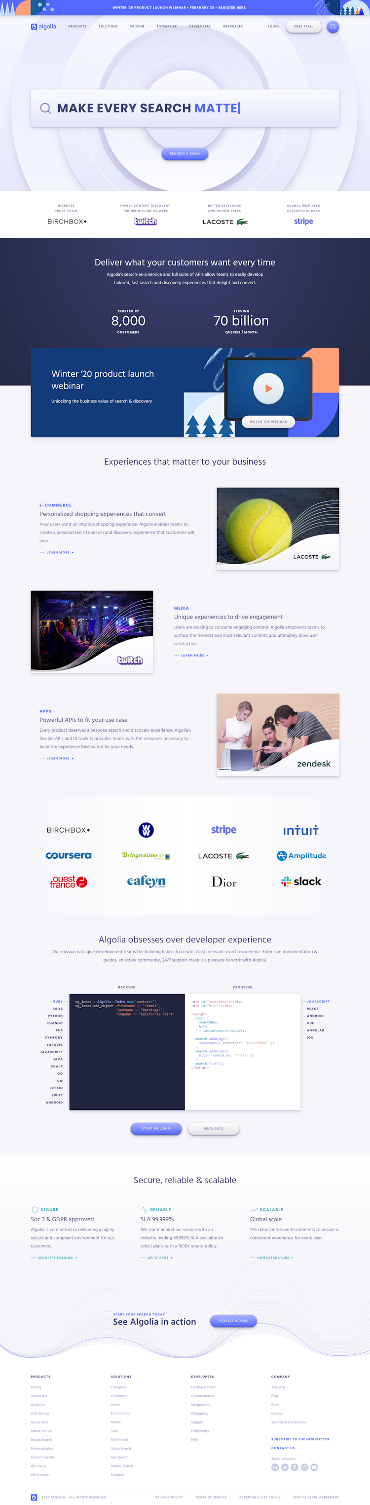 Algolia  Landing Page Design