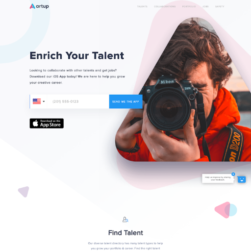 Artup  Landing Page Design