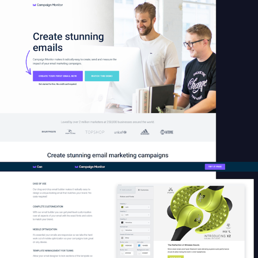 CampaignMonitor  Landing Page Design