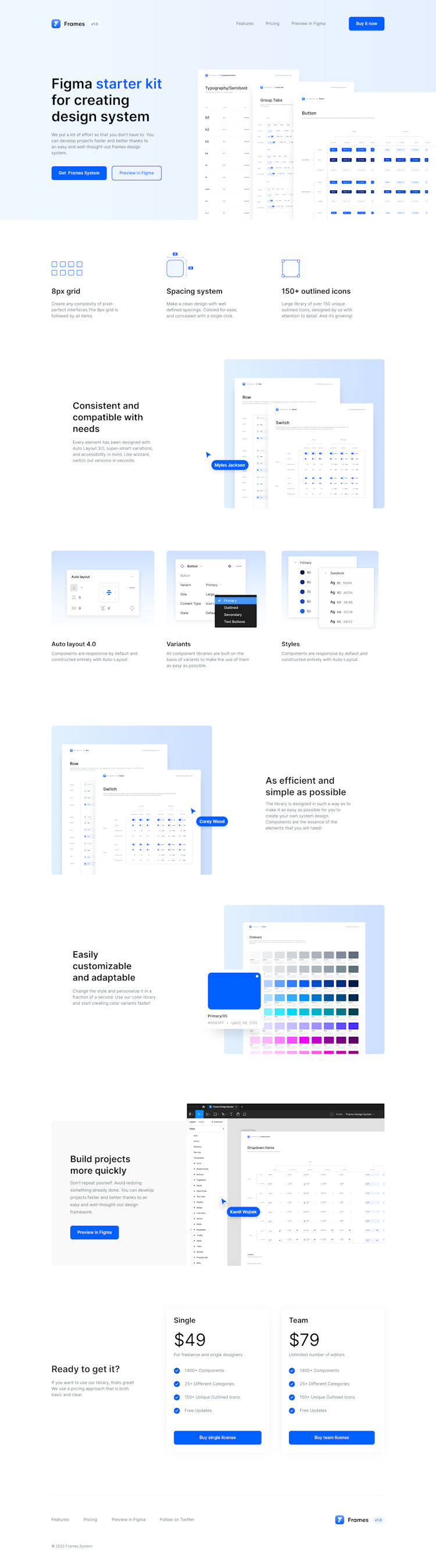 Framessystem  Landing Page Design