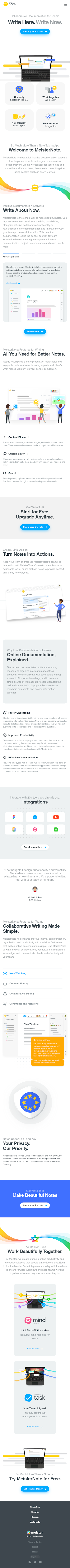 Meisternote  Landing Page Design
