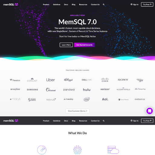 Memsql  Landing Page Design