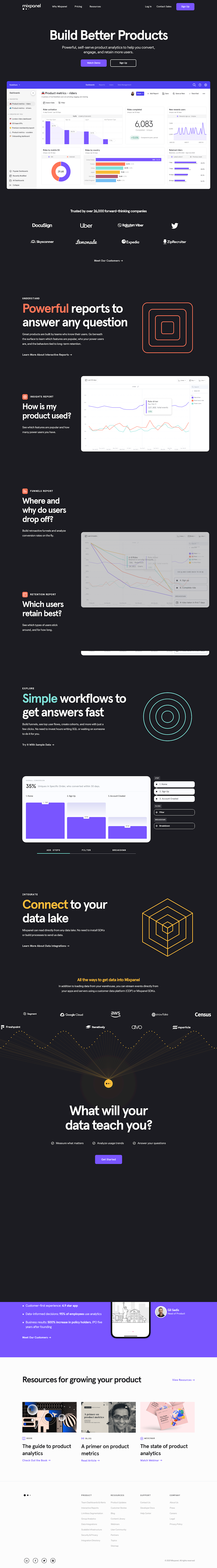 Mixpanel  Landing Page Design