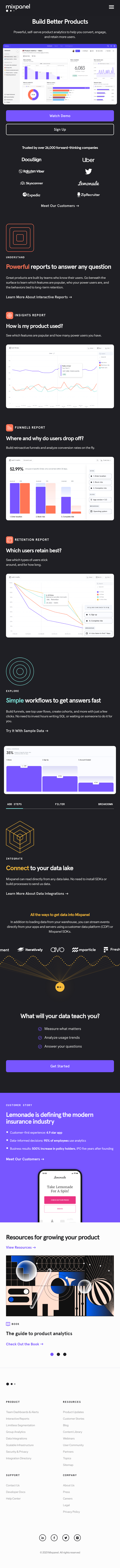 Mixpanel  Landing Page Design