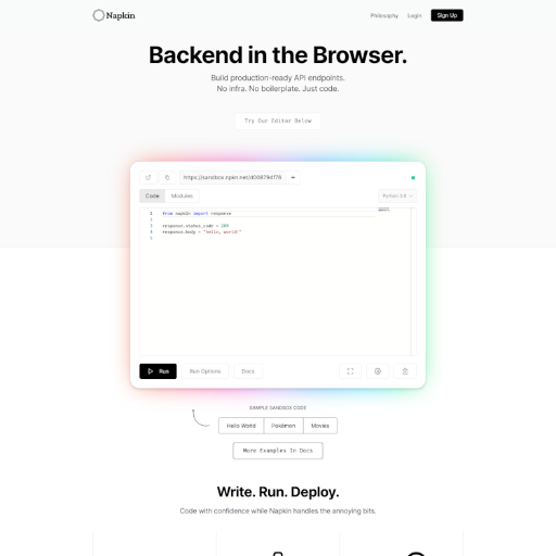 Napkin  Landing Page Design