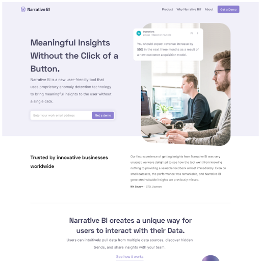 Narrative  Landing Page Design