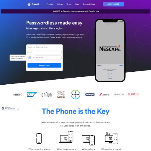 Ownid  Landing Page Design