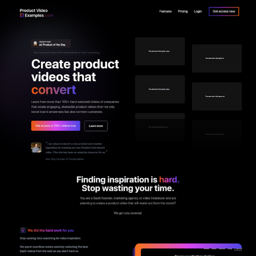 Product Video Examples  Landing Page Design