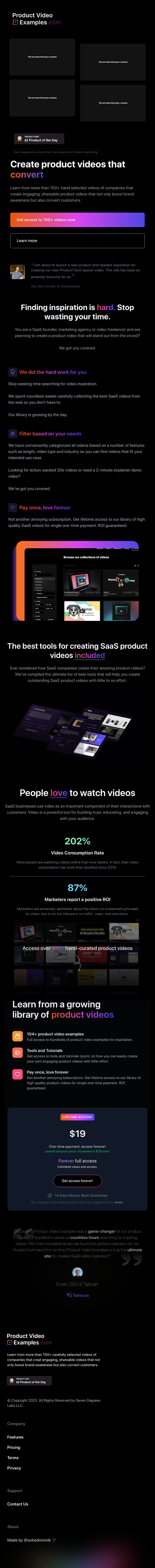 Product Video Examples  Landing Page Design