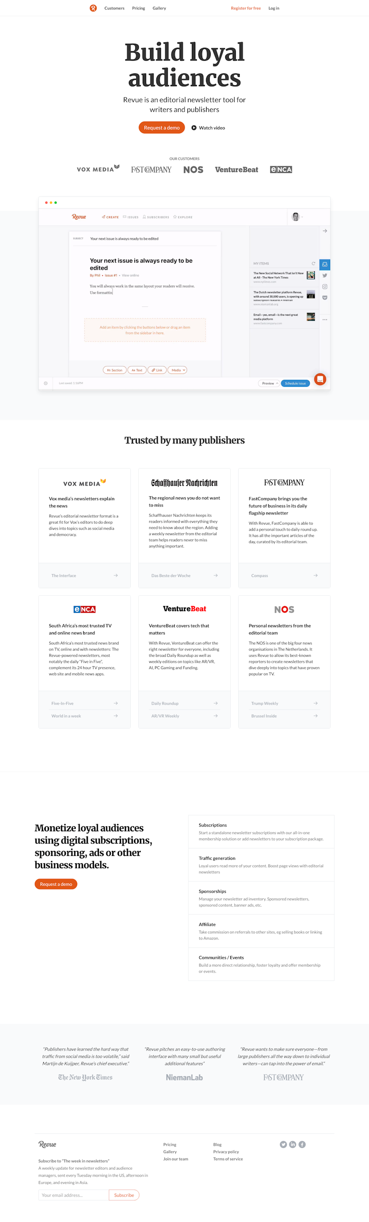 Revue  Landing Page Design
