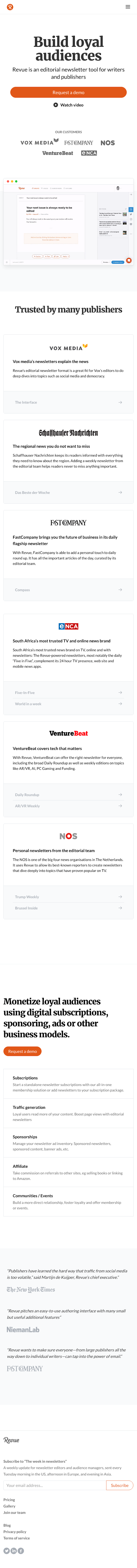 Revue  Landing Page Design