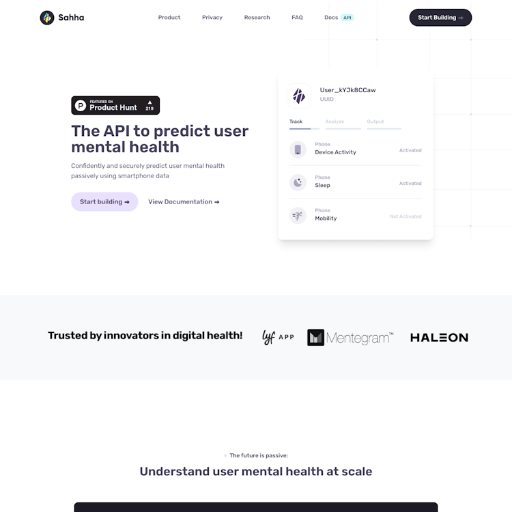 Sahha  Landing Page Design