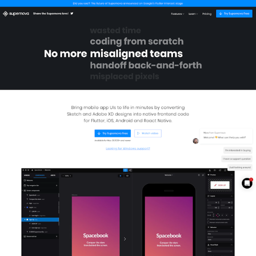 Supernova  Landing Page Design