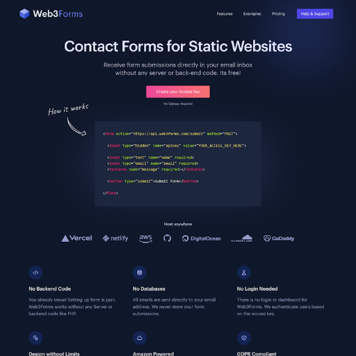 Web3forms  Landing Page Design