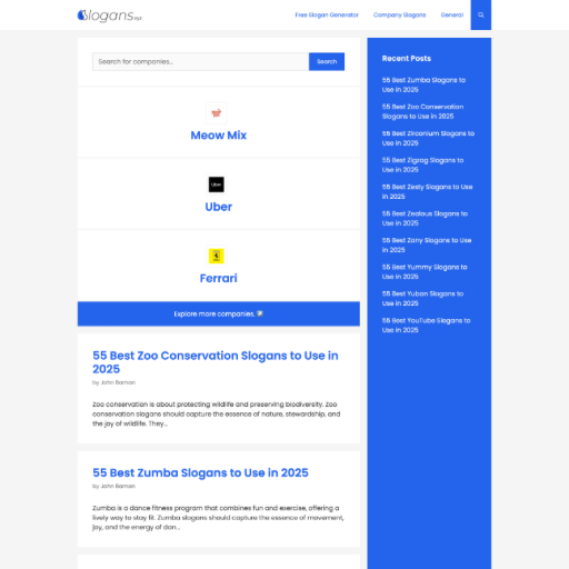 Slogans Landing Page Design