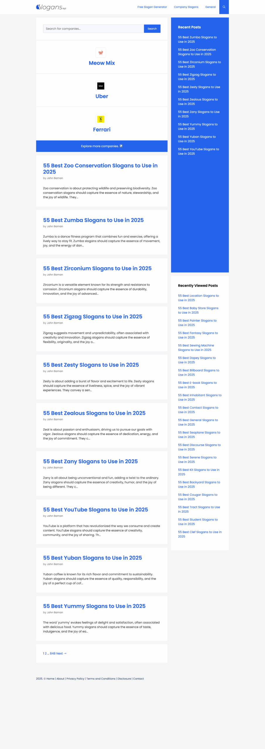Slogans Landing Page Design